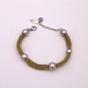 Adami&Martucci Gold Mesh Bracelet w/silver balls